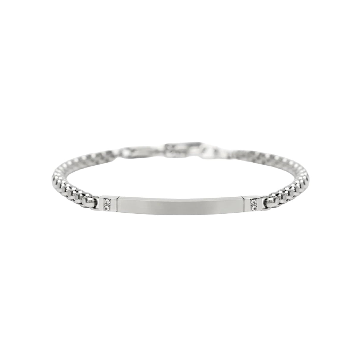 Bracciale catena veneta Kidult Style 17 in acciaio piastra 21 cm