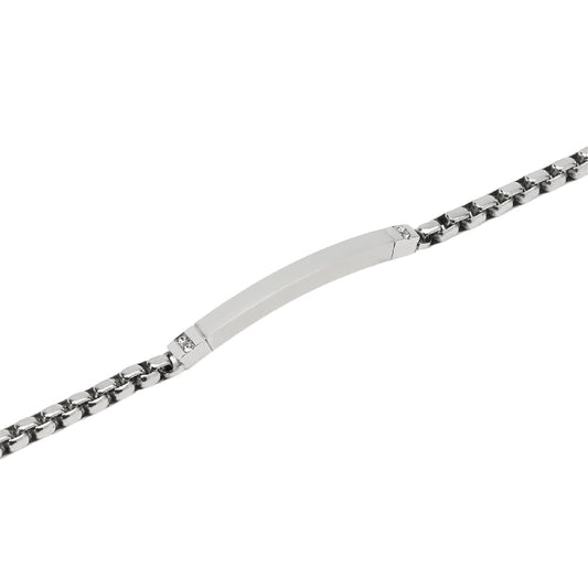 Bracciale catena veneta Kidult Style 17 in acciaio piastra 21 cm