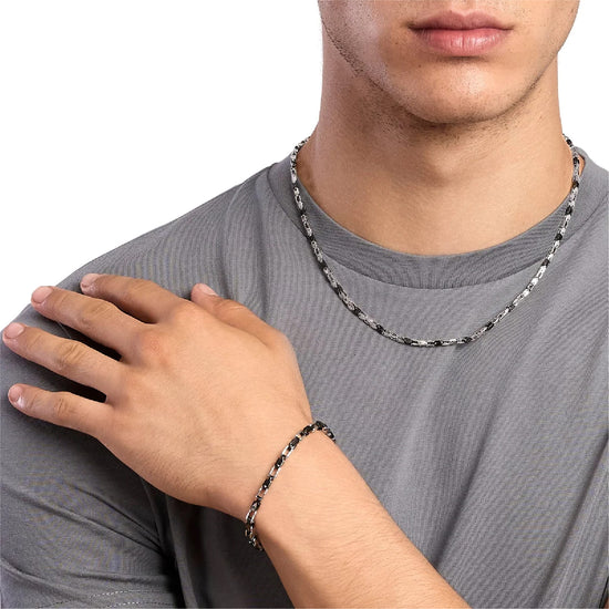 Bracciale catena Kidult Style 61 in acciaio e pvd nero 21 cm