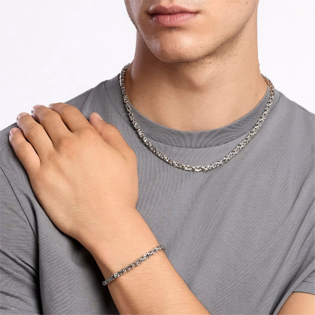 Bracciale catena bizantina Kidult Style 58 in acciaio uomo 21 cm