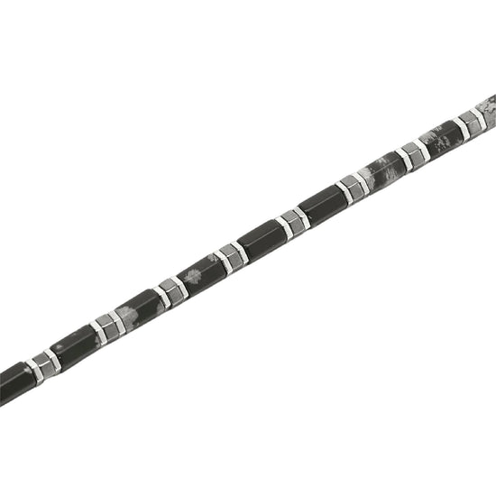 Bracciale Kidult Style 65 in acciaio ematite ossidiana 21 cm