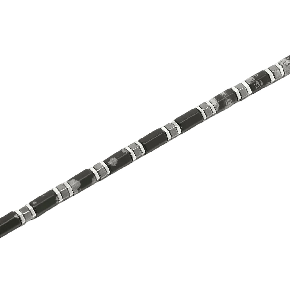 Bracciale Kidult Style 65 in acciaio ematite ossidiana 21 cm