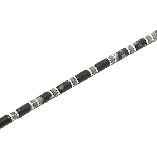 Bracciale Kidult Style 65 in acciaio ematite ossidiana 21 cm