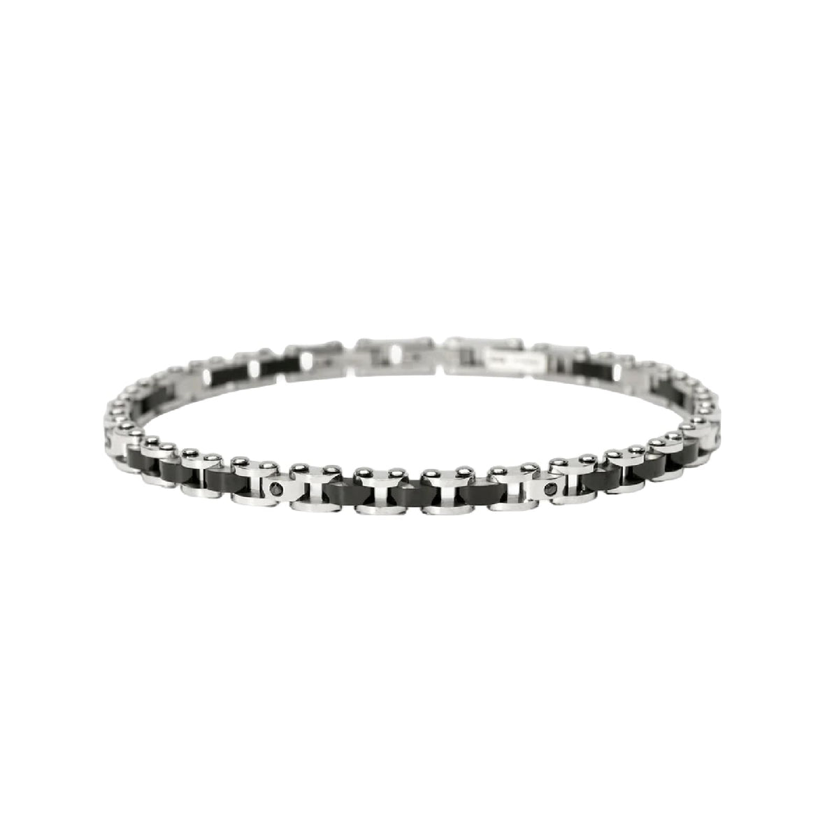 Bracciale catena Kidult Style 66 in acciaio pdv nero cristalli 20,5 cm