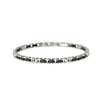 Bracciale catena Kidult Style 66 in acciaio pdv nero cristalli 20,5 cm