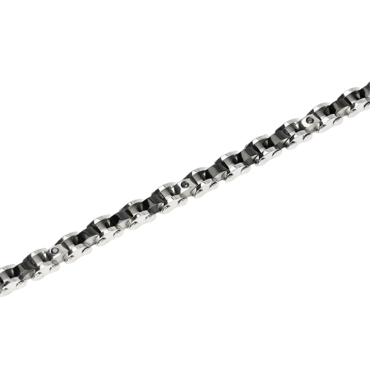Bracciale catena Kidult Style 66 in acciaio pdv nero cristalli 20,5 cm