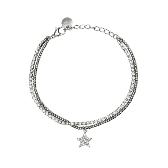 Bracciale tennis Kidult Style 100 in acciaio sfere stella 19 cm