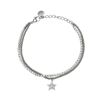 Bracciale tennis Kidult Style 100 in acciaio sfere stella 19 cm