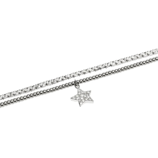 Bracciale tennis Kidult Style 100 in acciaio sfere stella 19 cm