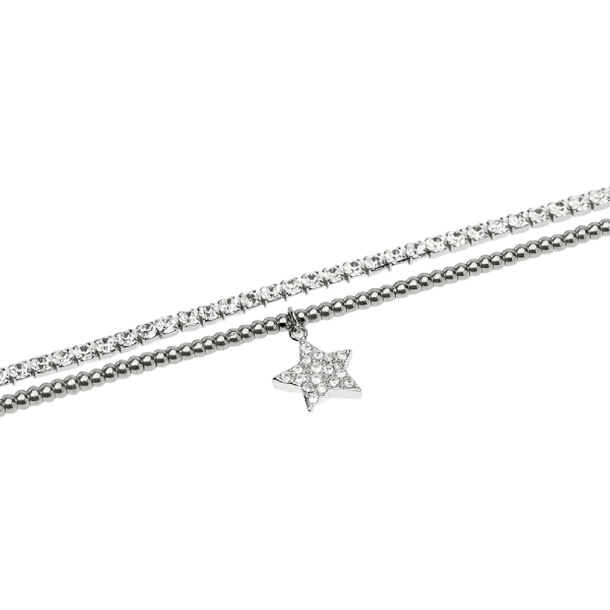 Bracciale tennis Kidult Style 100 in acciaio sfere stella 19 cm
