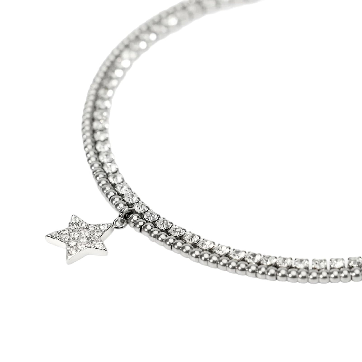 Bracciale tennis Kidult Style 100 in acciaio sfere stella 19 cm