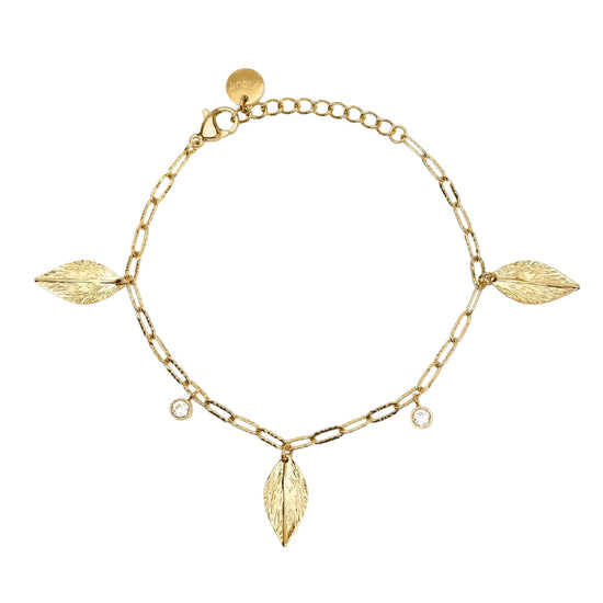 Bracciale catena Kidult Style 91 in acciaio dorato foglie 19 cm