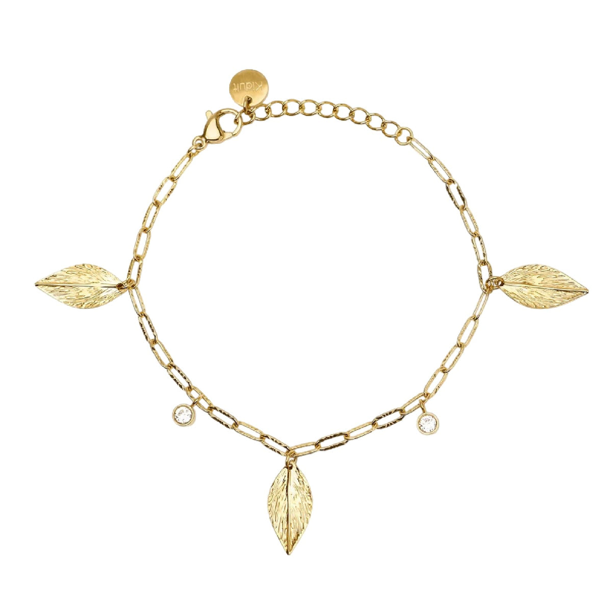 Bracciale catena Kidult Style 91 in acciaio dorato foglie 19 cm