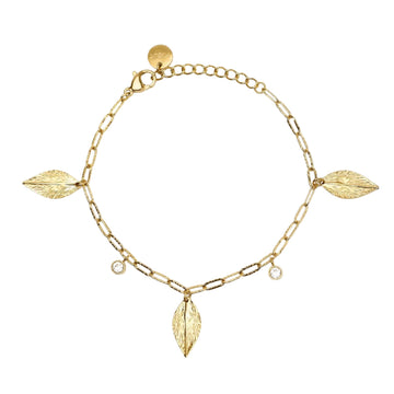Bracciale catena Kidult Style 91 in acciaio dorato foglie 19 cm