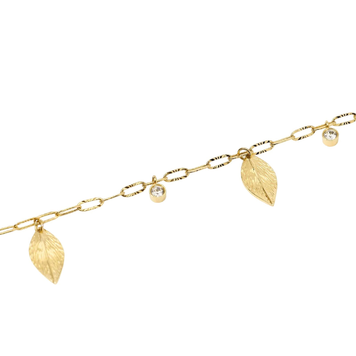 Bracciale catena Kidult Style 91 in acciaio dorato foglie 19 cm