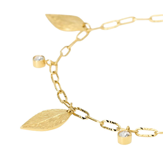 Bracciale catena Kidult Style 91 in acciaio dorato foglie 19 cm