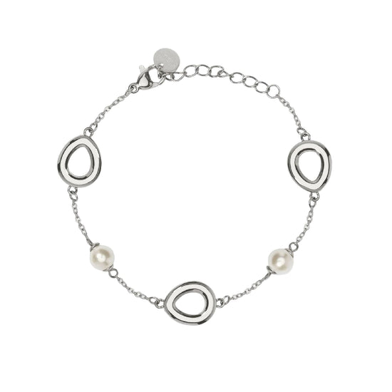 Bracciale catena rolò Kidult Style 92 in acciaio perle 19 cm
