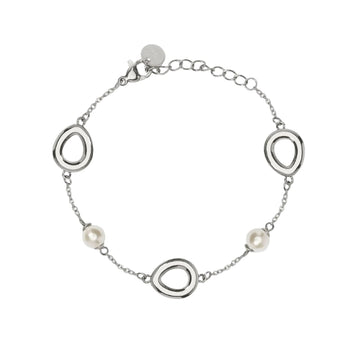 Bracciale catena rolò Kidult Style 92 in acciaio perle 19 cm