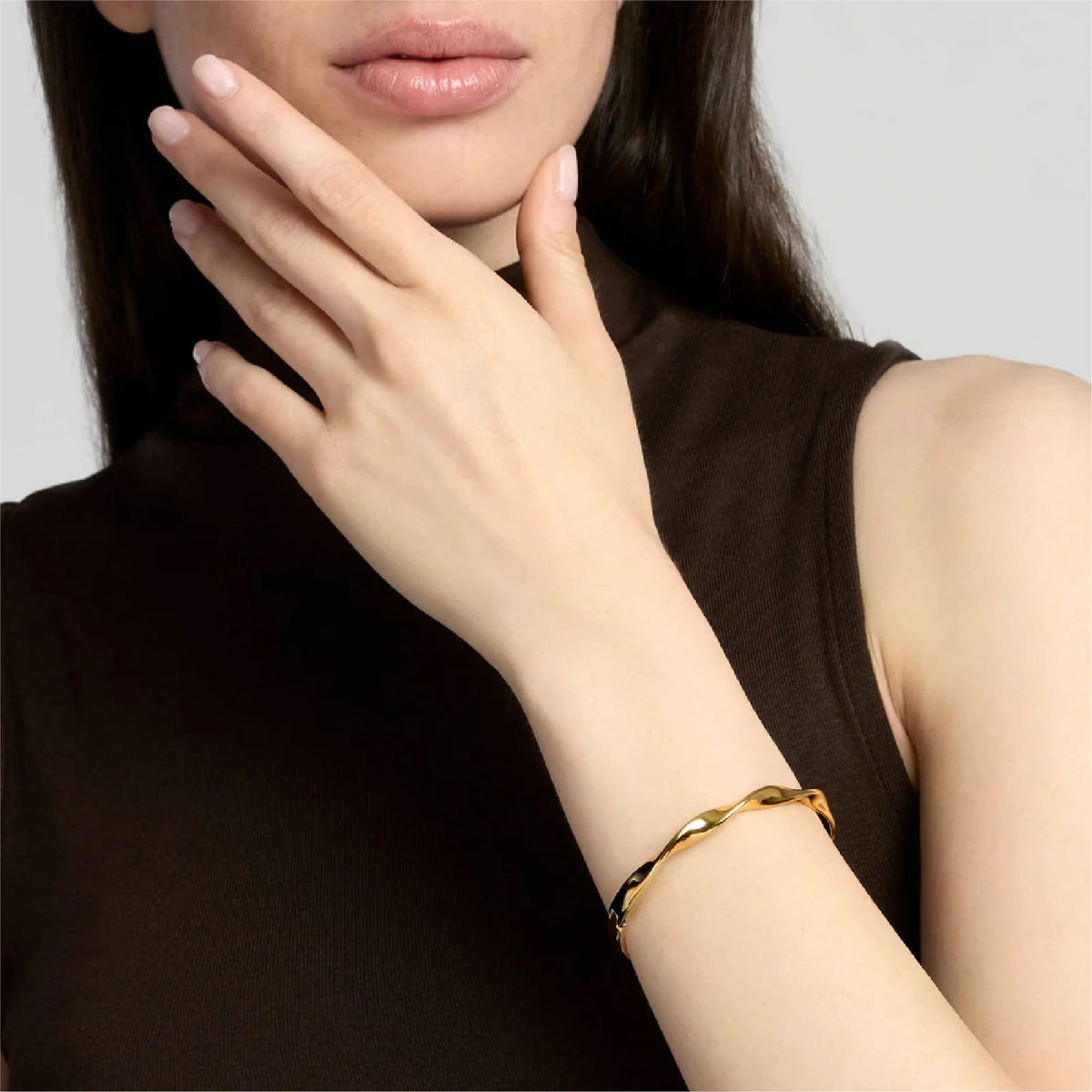 Bracciale bangle rigido Kidult Style 86 in acciaio dorato Rigido