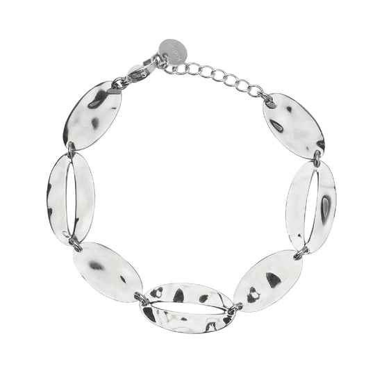 Bracciale Kidult Style 90 in acciaio elementi ovali martellati 19 cm