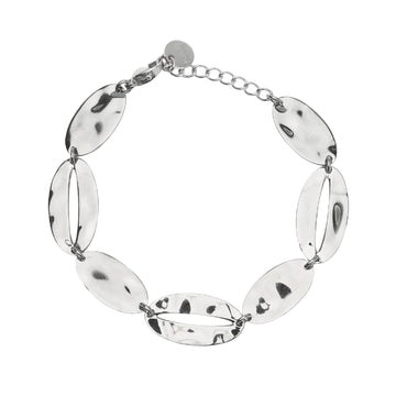 Bracciale Kidult Style 90 in acciaio elementi ovali martellati 19 cm