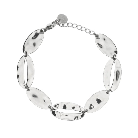Bracciale Kidult Style 90 in acciaio elementi ovali martellati 19 cm