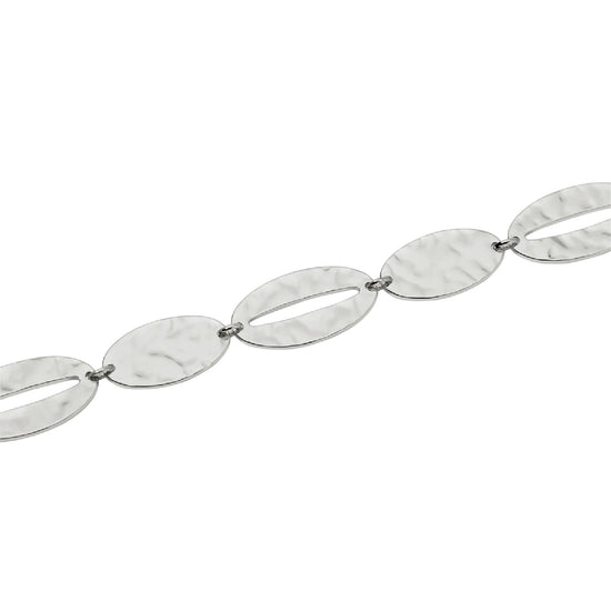 Bracciale Kidult Style 90 in acciaio elementi ovali martellati 19 cm