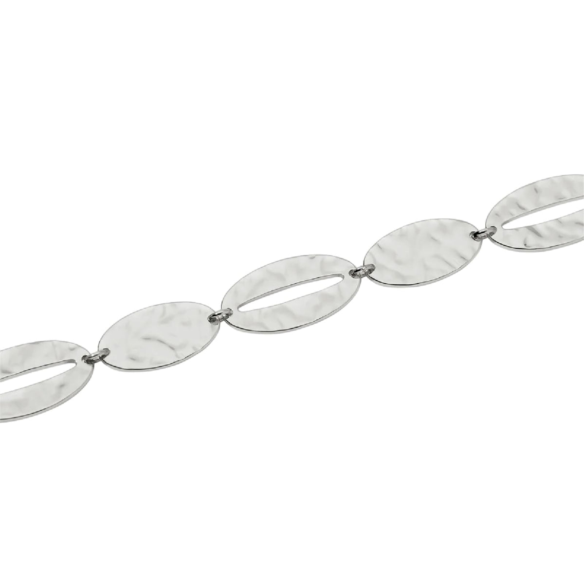 Bracciale Kidult Style 90 in acciaio elementi ovali martellati 19 cm