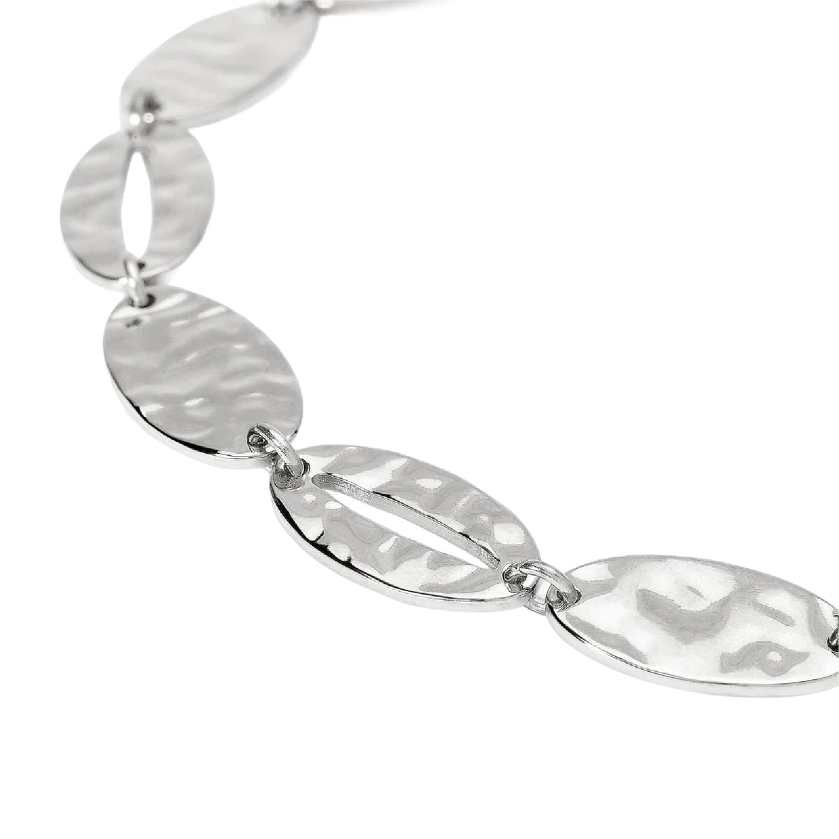 Bracciale Kidult Style 90 in acciaio elementi ovali martellati 19 cm