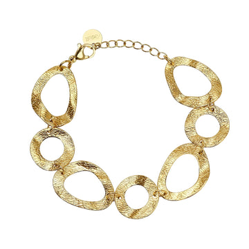 Bracciale Kidult Style 89 in acciaio dorato elementi tondi 19 cm