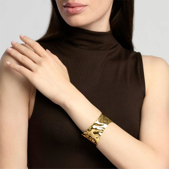 Bracciale aperto rigido Kidult Style 105 in acciaio dorato Rigido