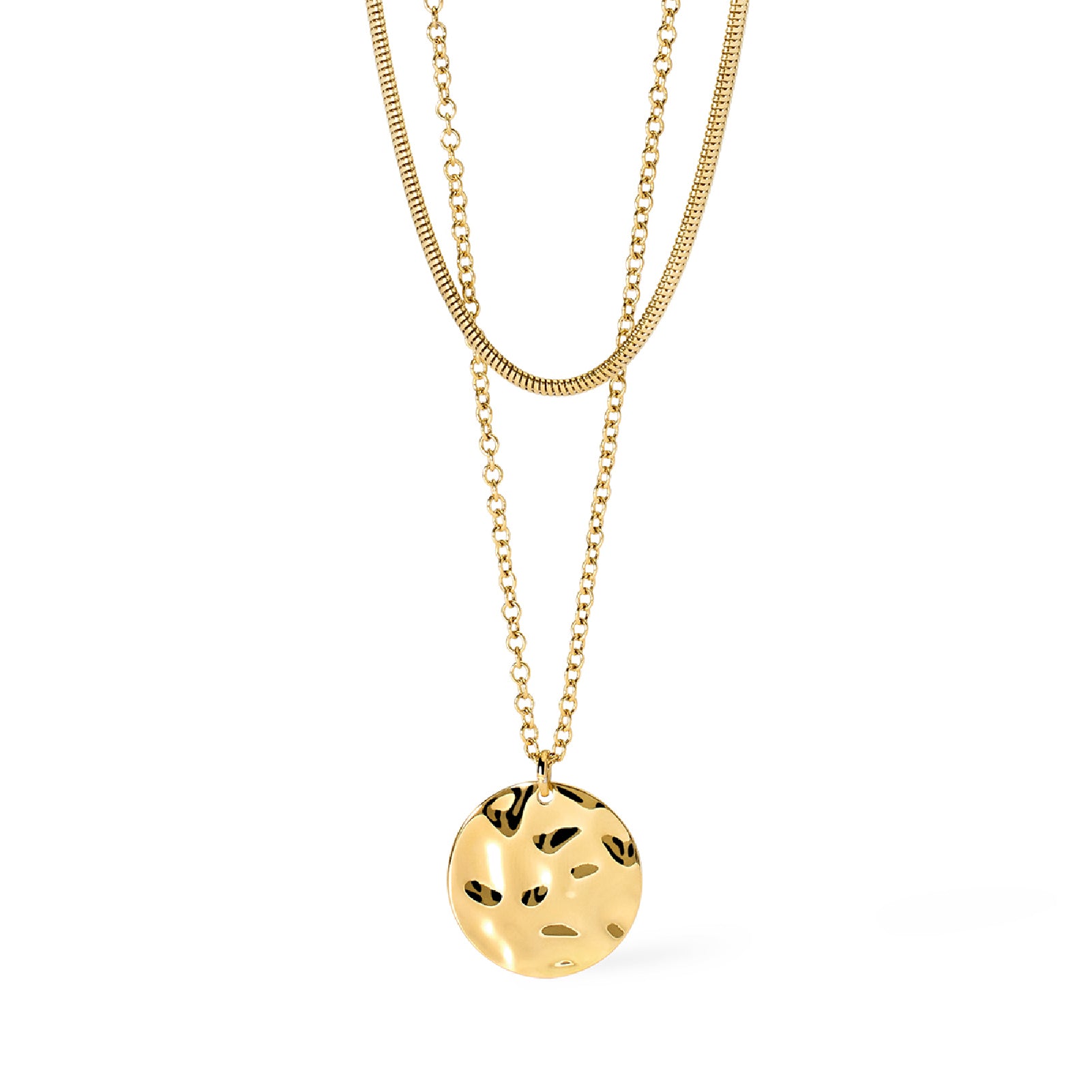 Collana multifilo Kidult Style in acciaio dorato con ciondolo MISURA UNICA