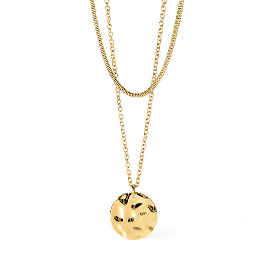 Collana multifilo Kidult Style in acciaio dorato con ciondolo MISURA UNICA
