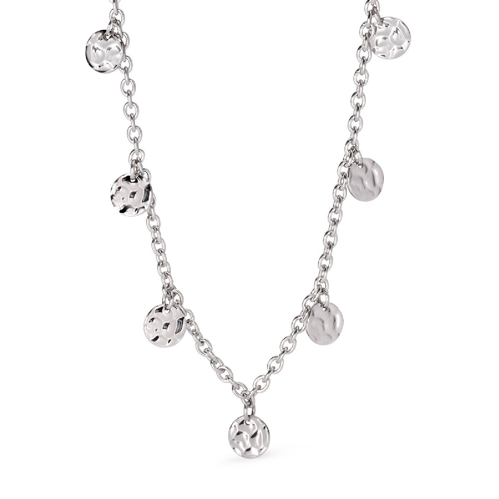 Collana girocollo Kidult Style in acciaio e pendenti martellati MISURA UNICA