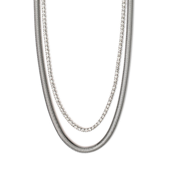Collana multifilo Kidult Style in acciaio color argento MISURA UNICA