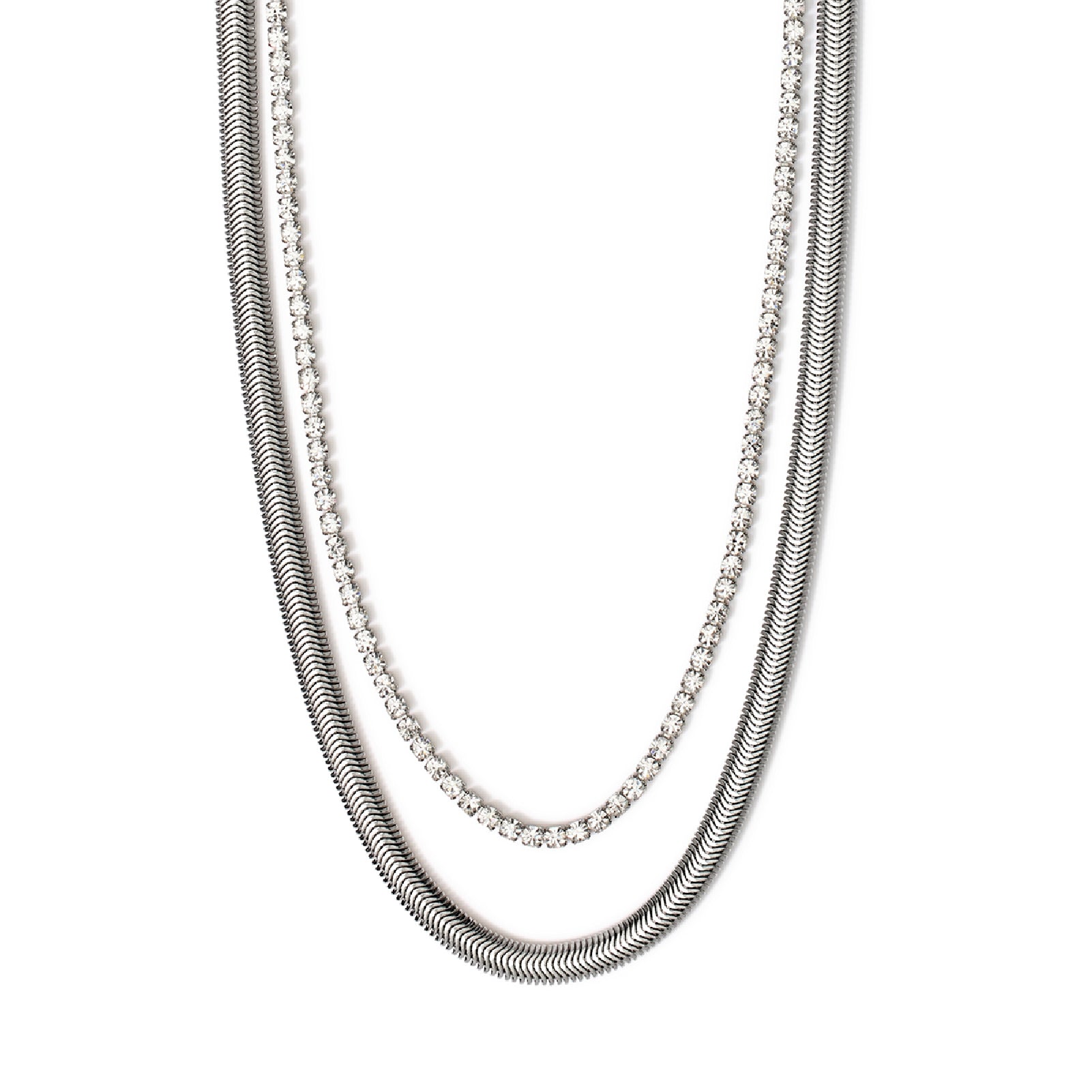 Collana multifilo Kidult Style in acciaio color argento MISURA UNICA