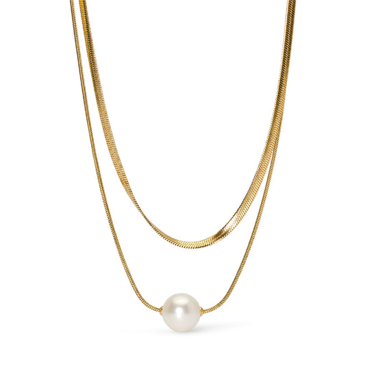 Collana doppia perla conchiglia Kidult Style in pvd gold MISURA UNICA