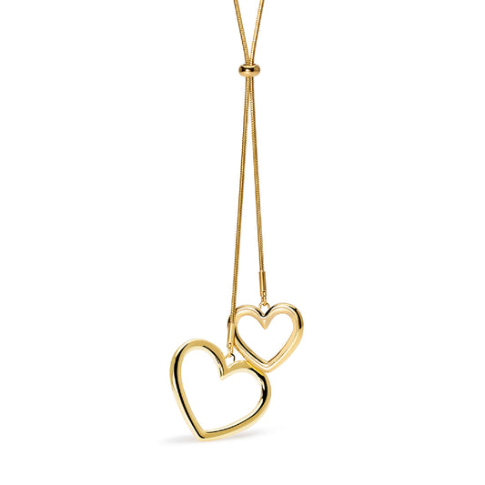 Collana con cuori pendenti Kidult Style in acciaio dorato MISURA UNICA