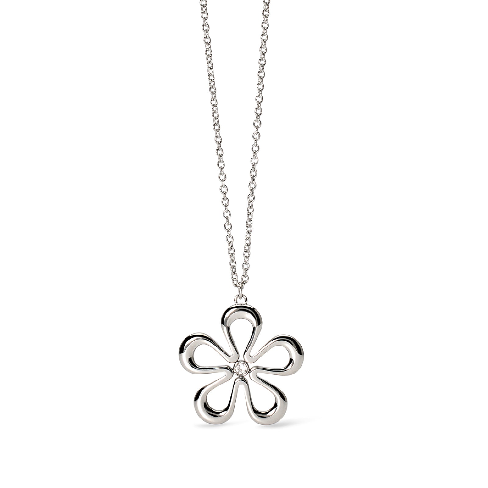 Collana lunga con fiore e cristallo Kidult Style acciaio MISURA UNICA