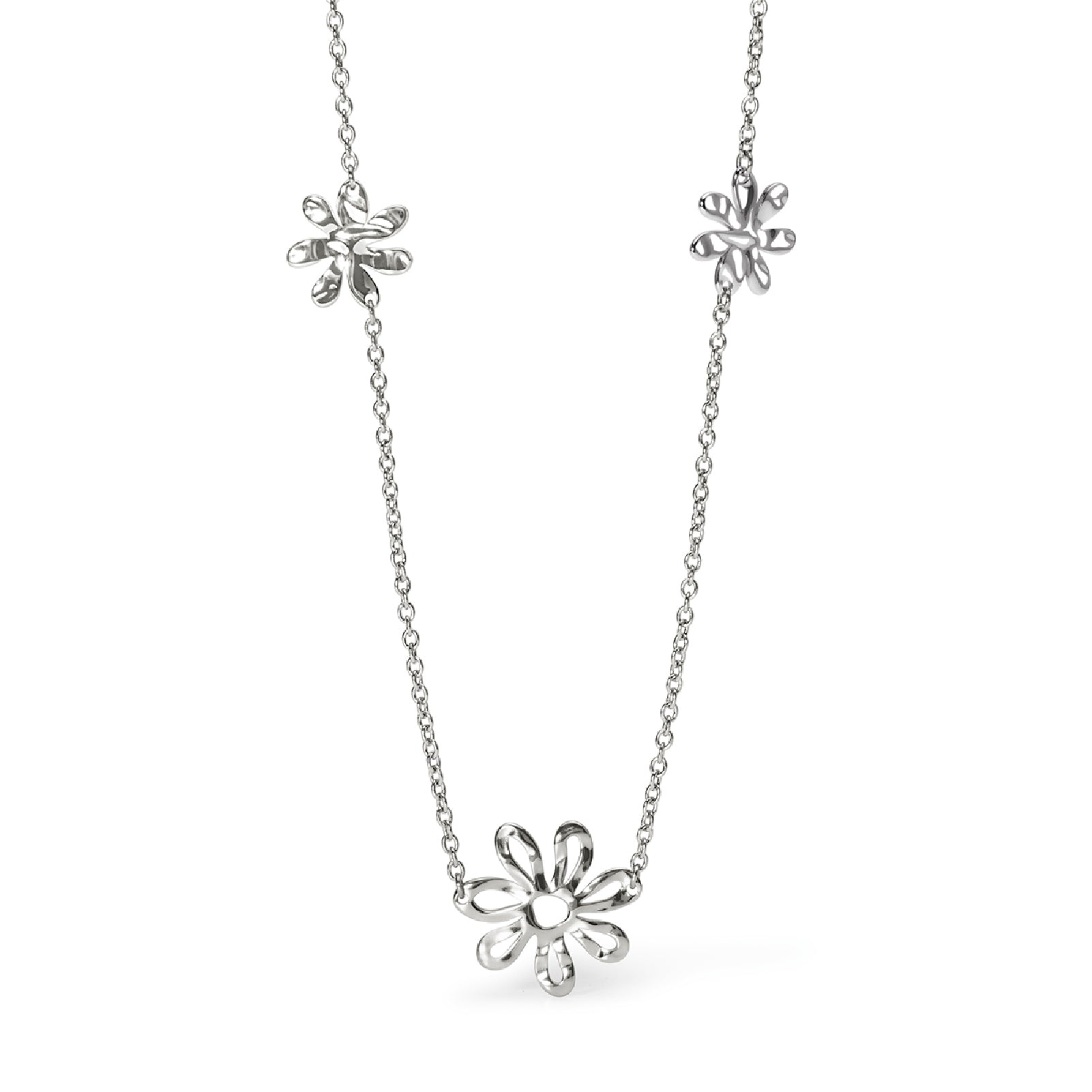 Collana lunga con fiori Kidult Style in acciaio MISURA UNICA