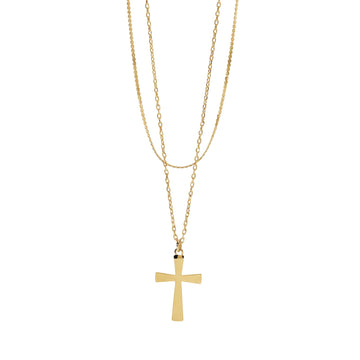 Collana multifilo Kidult Style acciaio dorato croce pendente MISURA UNICA