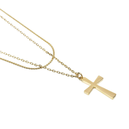 Collana multifilo Kidult Style acciaio dorato croce pendente MISURA UNICA