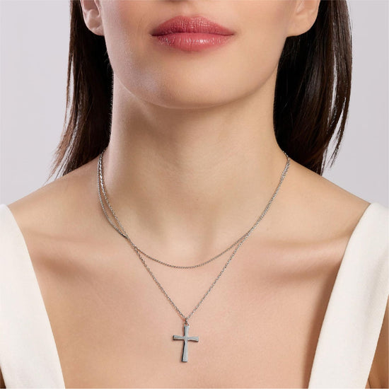 Collana multifilo Kidult Style in acciaio con croce pendente MISURA UNICA