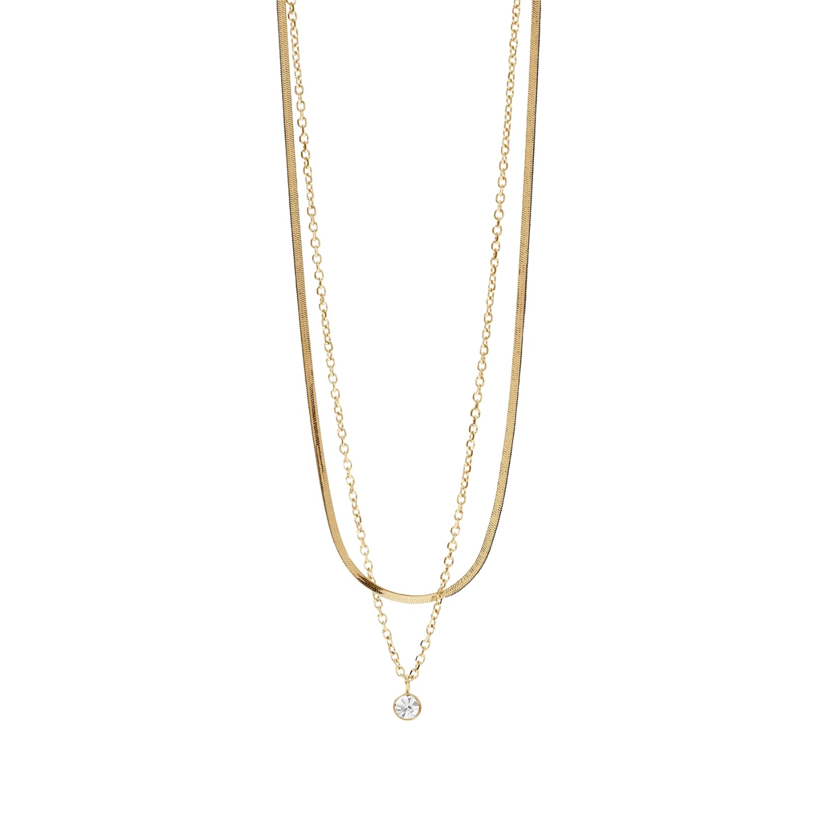 Collana multifilo Kidult Style acciaio dorato con cristallo MISURA UNICA