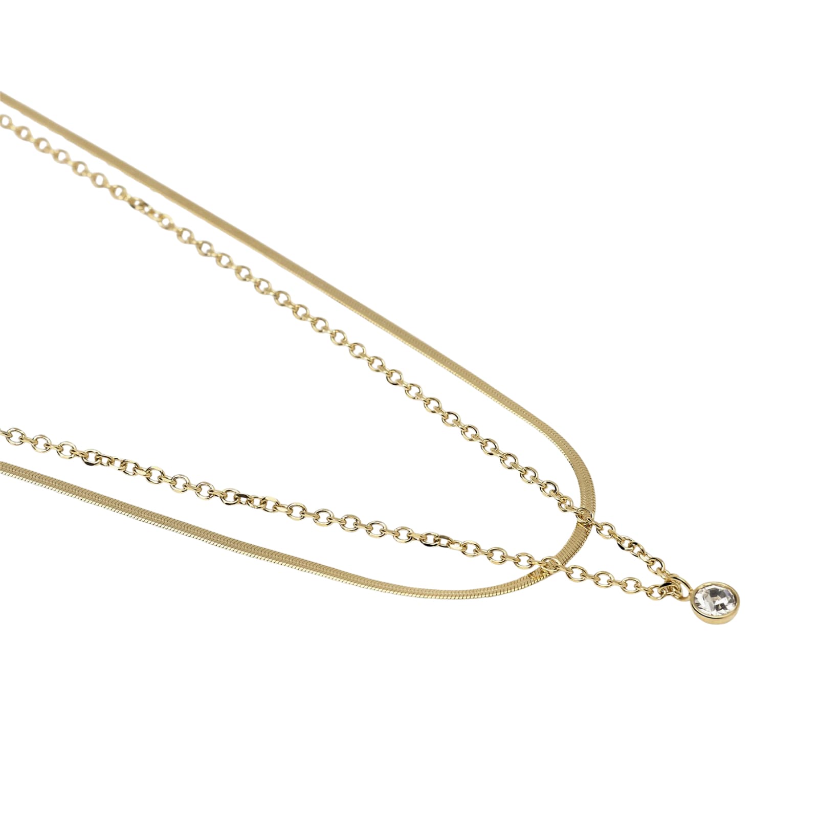 Collana multifilo Kidult Style acciaio dorato con cristallo MISURA UNICA