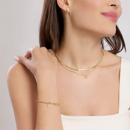 Collana multifilo Kidult Style acciaio dorato con cristallo MISURA UNICA