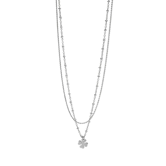 Collana multifilo Kidult Style acciaio quadrifoglio pendente MISURA UNICA