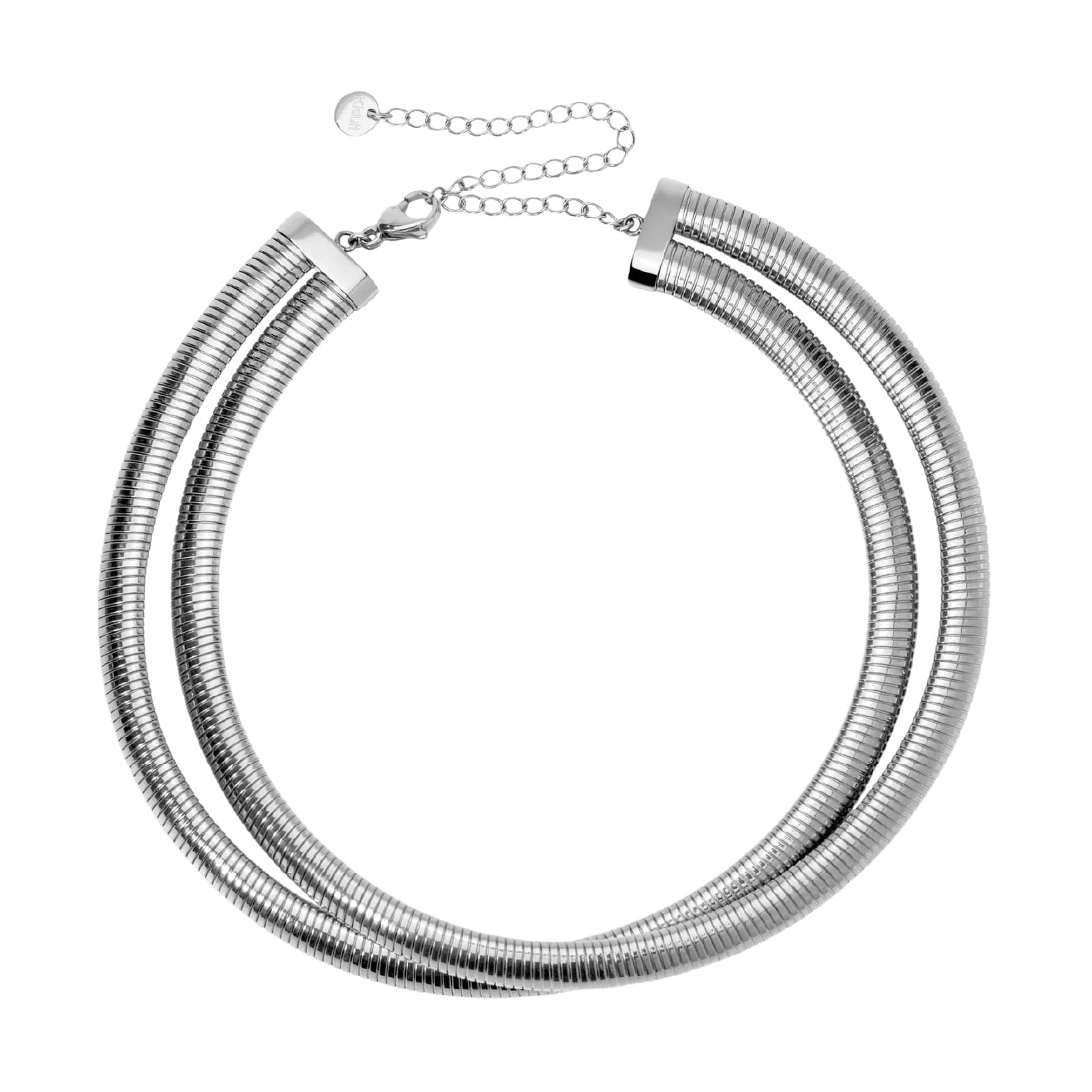 Collana girocollo Kidult Style in acciaio doppia catena snake MISURA UNICA