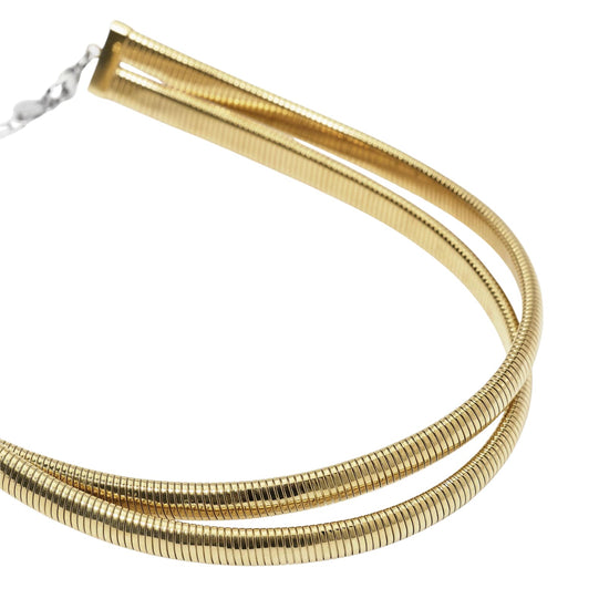 Collana Kidult Style in acciaio dorato doppia catena snake MISURA UNICA