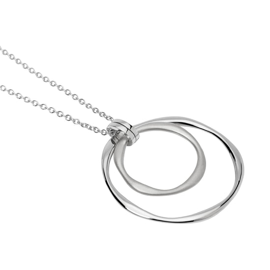 Collana lunga Kidult Style acciaio con due cerchi pendenti MISURA UNICA